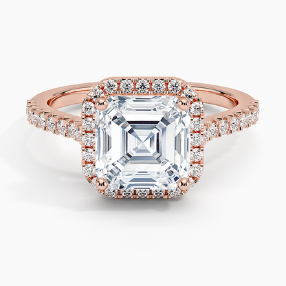 2.40 Karat Asscher Halo Tasarım Tektaş Laboratuvar Pırlanta Yüzük 18k  -Astrala - Bold Diamonds