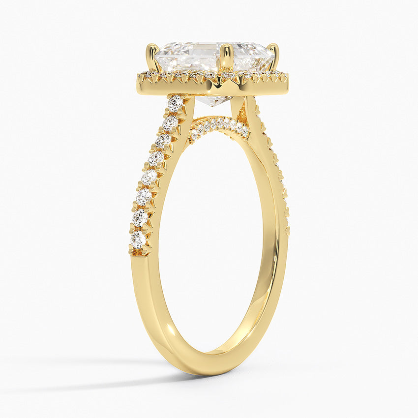 2.40 Karat Asscher Halo Tasarım Tektaş Laboratuvar Pırlanta Yüzük 18k  -Astrala - Bold Diamonds