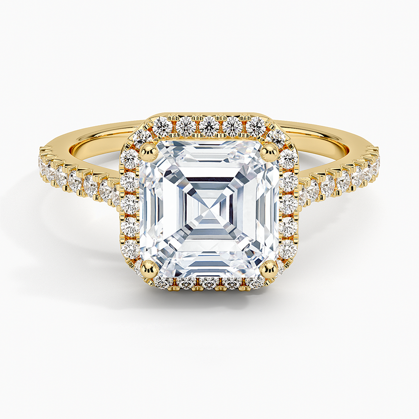 2.40 Karat Asscher Halo Tasarım Tektaş Laboratuvar Pırlanta Yüzük 18k  -Astrala - Bold Diamonds