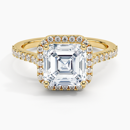 2.40 Karat Asscher Halo Tasarım Tektaş Laboratuvar Pırlanta Yüzük 18k  -Astrala - Bold Diamonds