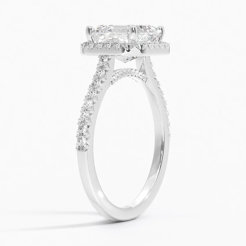 2.40 Karat Asscher Halo Tasarım Tektaş Laboratuvar Pırlanta Yüzük 18k  -Astrala - Bold Diamonds