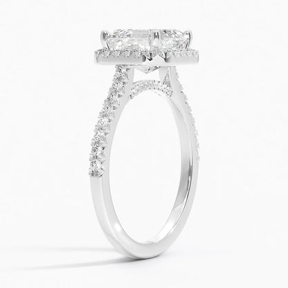 2.40 Karat Asscher Halo Tasarım Tektaş Laboratuvar Pırlanta Yüzük 18k  -Astrala - Bold Diamonds