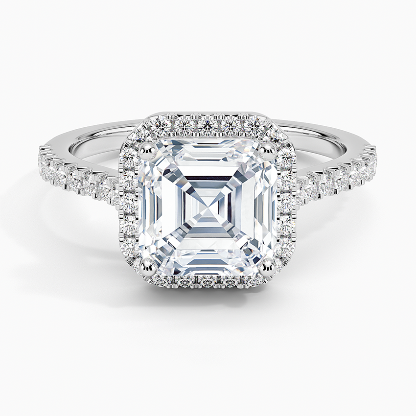 2.40 Karat Asscher Halo Tasarım Tektaş Laboratuvar Pırlanta Yüzük 18k  -Astrala - Bold Diamonds