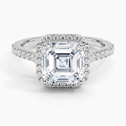 2.40 Karat Asscher Halo Tasarım Tektaş Laboratuvar Pırlanta Yüzük 18k  -Astrala - Bold Diamonds