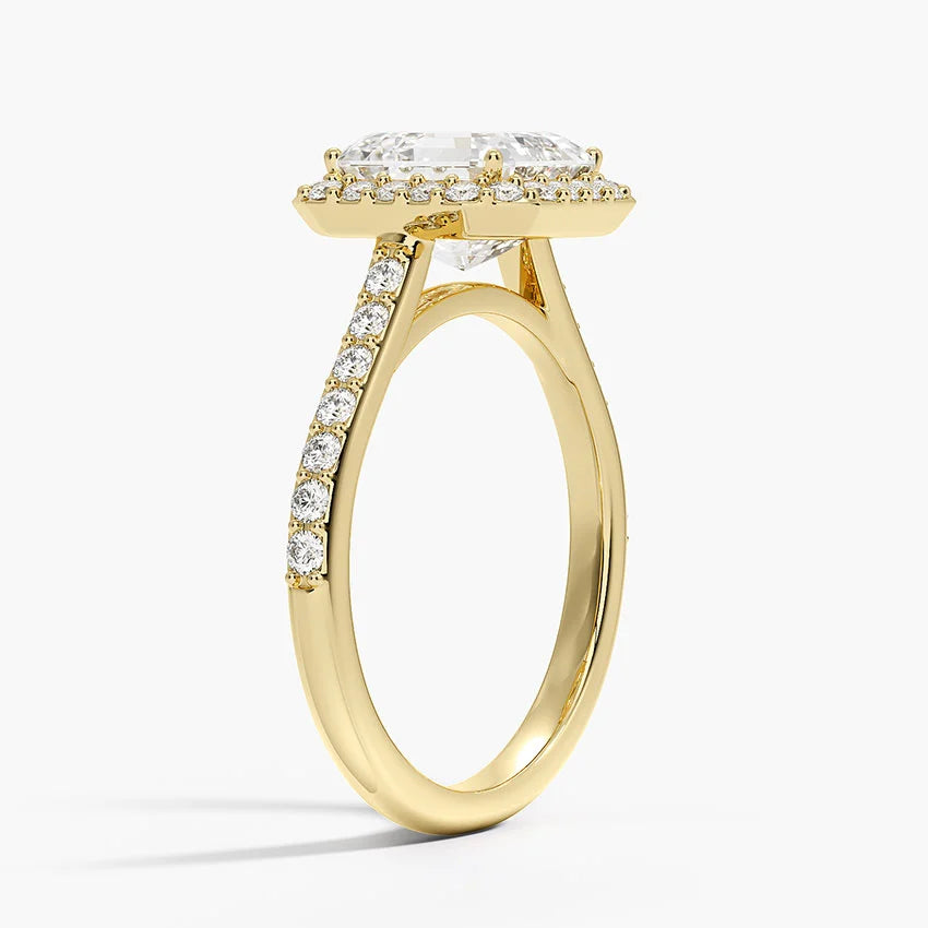 2,40 Karat Asscher Halo Tasarım Tektaş Laboratuvar Pırlanta Yüzük 18K - Bellora - Bold Diamonds