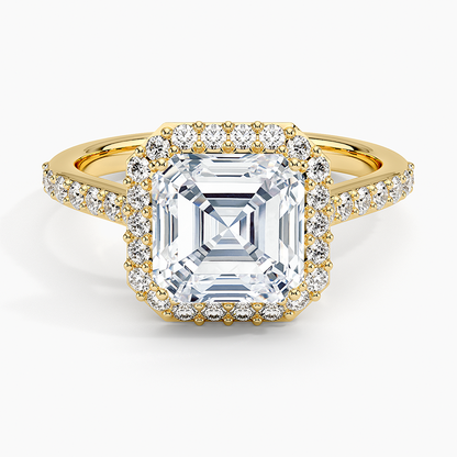 2,40 Karat Asscher Halo Tasarım Tektaş Laboratuvar Pırlanta Yüzük 18K - Bellora - Bold Diamonds