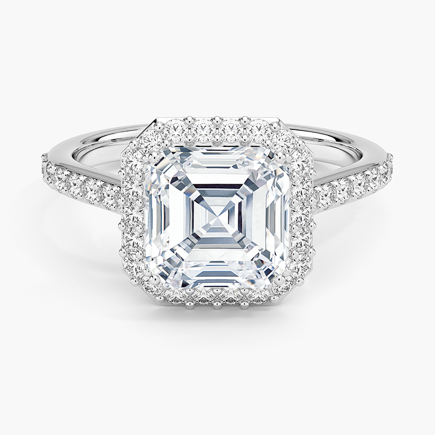 2,40 Karat Asscher Halo Tasarım Tektaş Laboratuvar Pırlanta Yüzük 18K - Bellora - Bold Diamonds