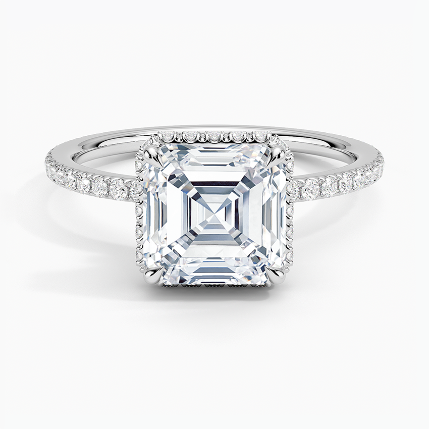 2,40 Karat Asscher Halo Tasarım Tektaş Laboratuvar Pırlanta Yüzük 18K -Luminara - Bold Diamonds