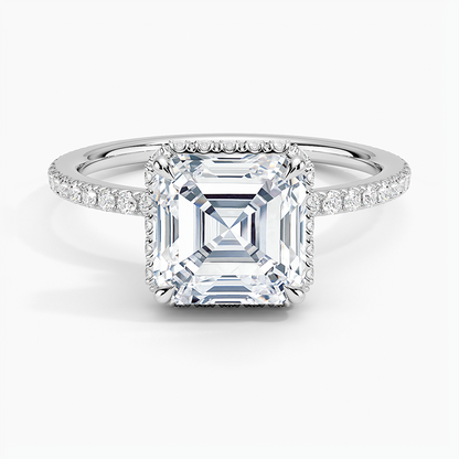 2,40 Karat Asscher Halo Tasarım Tektaş Laboratuvar Pırlanta Yüzük 18K -Luminara - Bold Diamonds