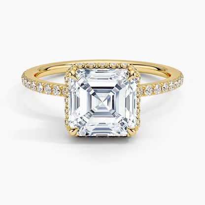2,40 Karat Asscher Halo Tasarım Tektaş Laboratuvar Pırlanta Yüzük 18K -Luminara - Bold Diamonds