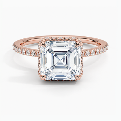 2,40 Karat Asscher Halo Tasarım Tektaş Laboratuvar Pırlanta Yüzük 18K -Luminara - Bold Diamonds