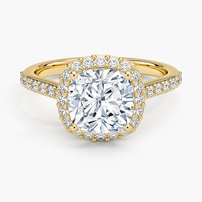 2,40 Karat Cushion Halo Tasarım Tektaş Laboratuvar Pırlanta Yüzük 18K -Bellora - Bold Diamonds