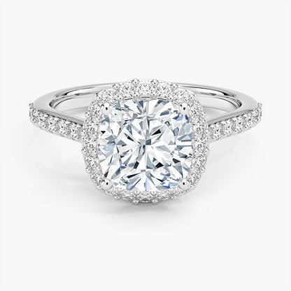 2,40 Karat Cushion Halo Tasarım Tektaş Laboratuvar Pırlanta Yüzük 18K -Bellora - Bold Diamonds