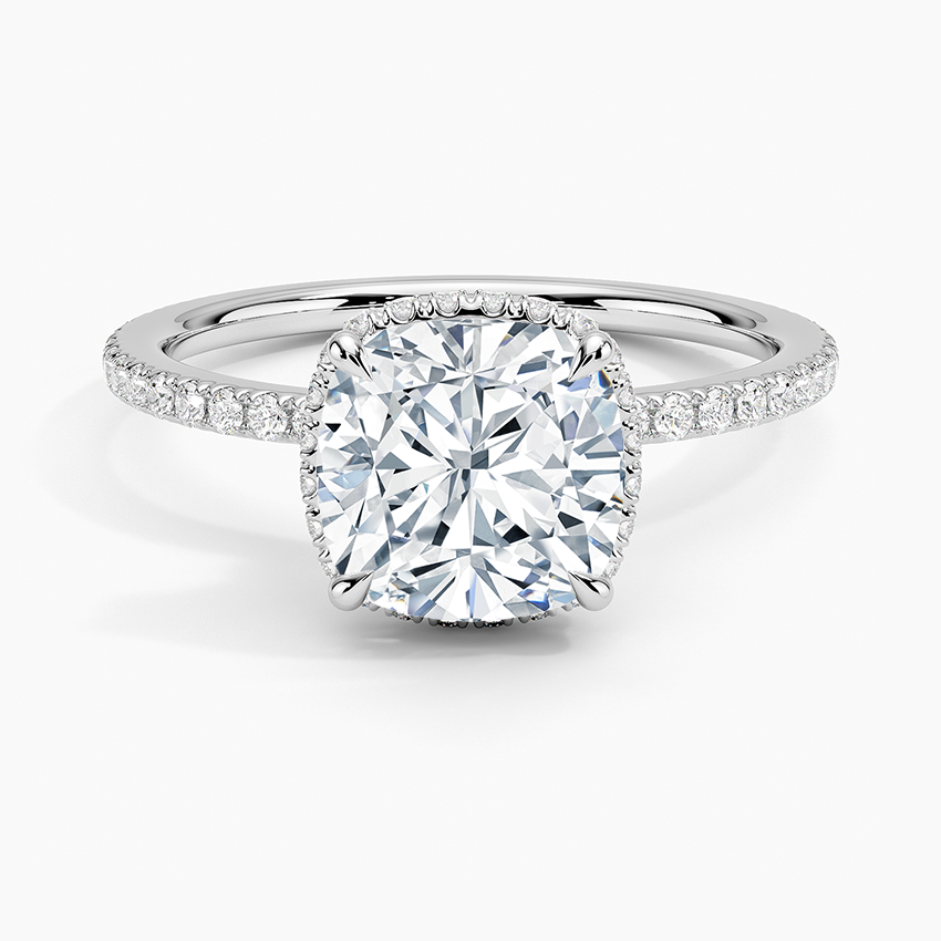 2,40 Karat Cushion Halo Tasarım Tektaş Laboratuvar Pırlanta Yüzük 18K -Luminara - Bold Diamonds