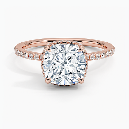 2,40 Karat Cushion Halo Tasarım Tektaş Laboratuvar Pırlanta Yüzük 18K -Luminara - Bold Diamonds
