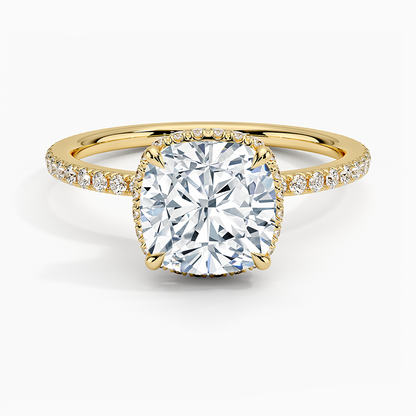 2,40 Karat Cushion Halo Tasarım Tektaş Laboratuvar Pırlanta Yüzük 18K -Luminara - Bold Diamonds