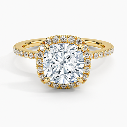 2.40 Karat Cushion Halo Tasarım Tektaş Laboratuvar Pırlanta Yüzük 18k  -Luxora - Bold Diamonds
