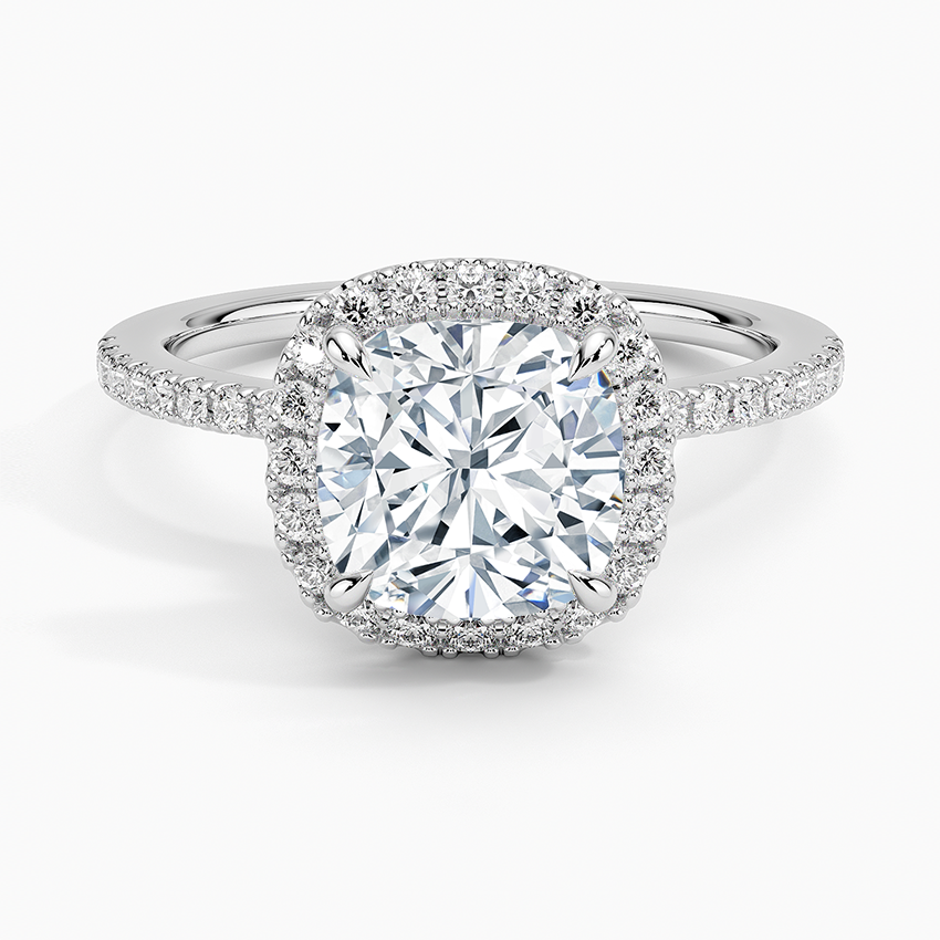 2.40 Karat Cushion Halo Tasarım Tektaş Laboratuvar Pırlanta Yüzük 18k  -Luxora - Bold Diamonds