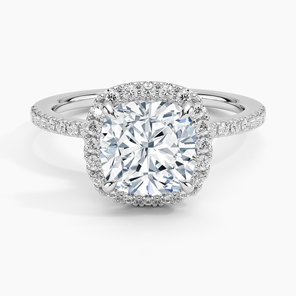 2.40 Karat Cushion Halo Tasarım Tektaş Laboratuvar Pırlanta Yüzük 18k  -Luxora - Bold Diamonds