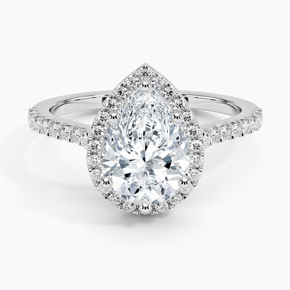 2.40 Karat Damla Halo Tasarım Tektaş Laboratuvar Pırlanta Yüzük 18k  -Astrala - Bold Diamonds