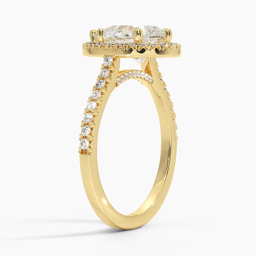 2.40 Karat Damla Halo Tasarım Tektaş Laboratuvar Pırlanta Yüzük 18k  -Astrala - Bold Diamonds