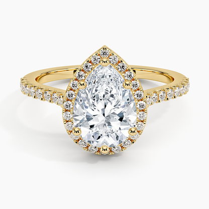 2.40 Karat Damla Halo Tasarım Tektaş Laboratuvar Pırlanta Yüzük 18k  -Astrala - Bold Diamonds
