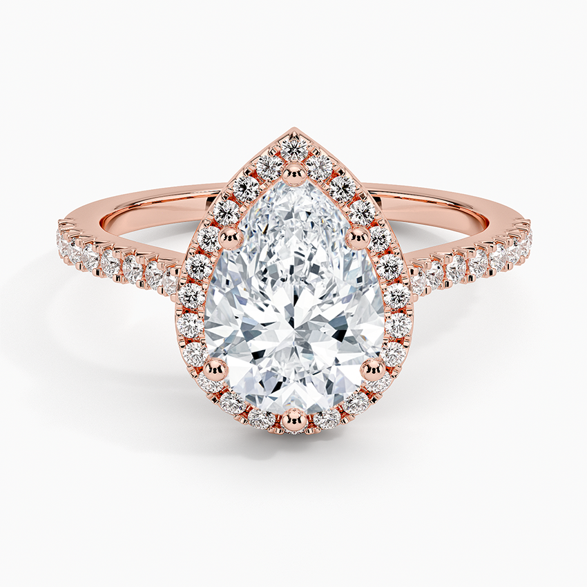 2.40 Karat Damla Halo Tasarım Tektaş Laboratuvar Pırlanta Yüzük 18k  -Astrala - Bold Diamonds