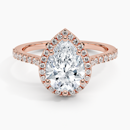 2.40 Karat Damla Halo Tasarım Tektaş Laboratuvar Pırlanta Yüzük 18k  -Astrala - Bold Diamonds