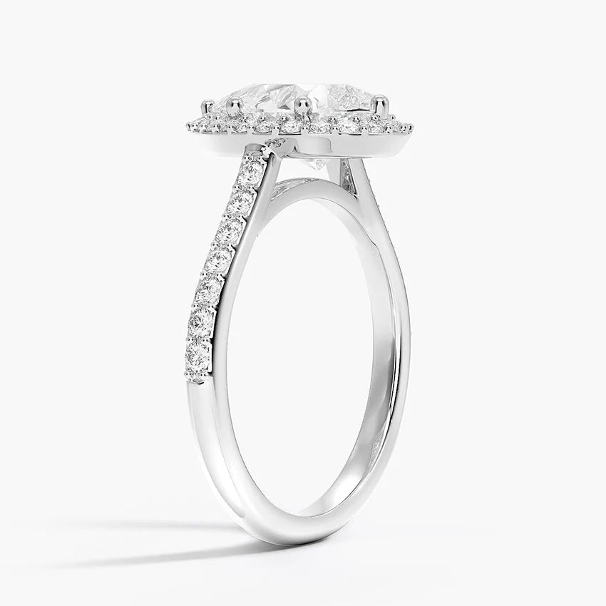 2,40 Karat Damla Halo Tasarım Tektaş Laboratuvar Pırlanta Yüzük 18K -Bellora - Bold Diamonds