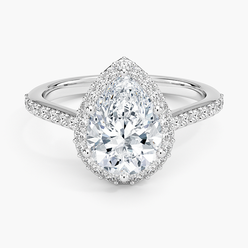 2,40 Karat Damla Halo Tasarım Tektaş Laboratuvar Pırlanta Yüzük 18K -Bellora - Bold Diamonds