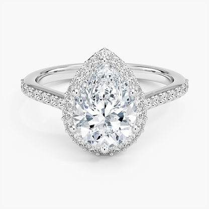 2,40 Karat Damla Halo Tasarım Tektaş Laboratuvar Pırlanta Yüzük 18K -Bellora - Bold Diamonds