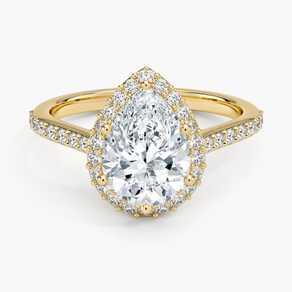 2,40 Karat Damla Halo Tasarım Tektaş Laboratuvar Pırlanta Yüzük 18K -Bellora - Bold Diamonds