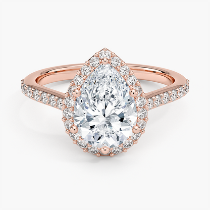 2,40 Karat Damla Halo Tasarım Tektaş Laboratuvar Pırlanta Yüzük 18K -Bellora - Bold Diamonds