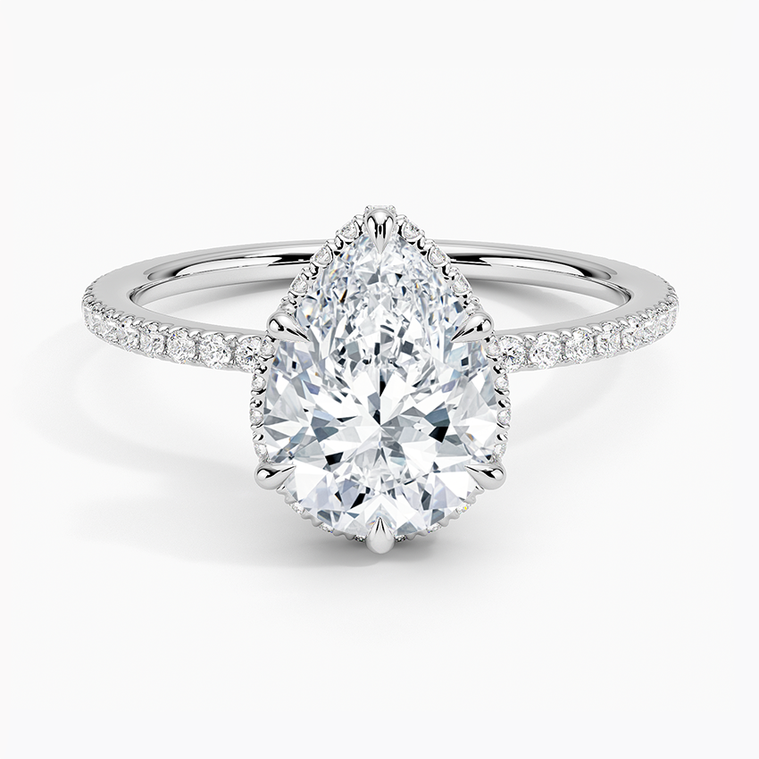2,40 Karat Damla Halo Tasarım Tektaş Laboratuvar Pırlanta Yüzük 18K -Luminara - Bold Diamonds