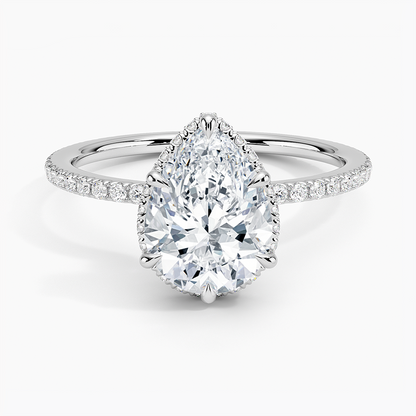 2,40 Karat Damla Halo Tasarım Tektaş Laboratuvar Pırlanta Yüzük 18K -Luminara - Bold Diamonds