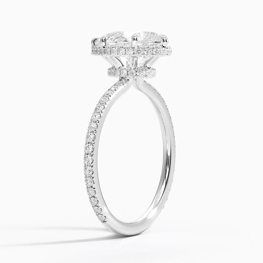 2,40 Karat Damla Halo Tasarım Tektaş Laboratuvar Pırlanta Yüzük 18K -Luminara - Bold Diamonds