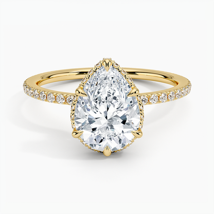 2,40 Karat Damla Halo Tasarım Tektaş Laboratuvar Pırlanta Yüzük 18K -Luminara - Bold Diamonds