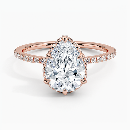 2,40 Karat Damla Halo Tasarım Tektaş Laboratuvar Pırlanta Yüzük 18K -Luminara - Bold Diamonds
