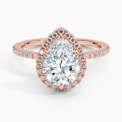 2.40 Karat Damla Halo Tasarım Tektaş Laboratuvar Pırlanta Yüzük 18k  -Luxora - Bold Diamonds