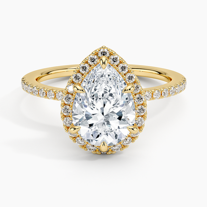 2.40 Karat Damla Halo Tasarım Tektaş Laboratuvar Pırlanta Yüzük 18k  -Luxora - Bold Diamonds