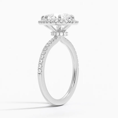 2.40 Karat Damla Halo Tasarım Tektaş Laboratuvar Pırlanta Yüzük 18k  -Luxora - Bold Diamonds