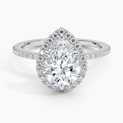 2.40 Karat Damla Halo Tasarım Tektaş Laboratuvar Pırlanta Yüzük 18k  -Luxora - Bold Diamonds