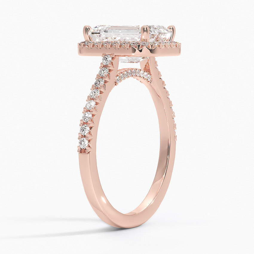 2.40 Karat Emerald Halo Tasarım Tektaş Laboratuvar Pırlanta Yüzük 18k  -Astrala - Bold Diamonds