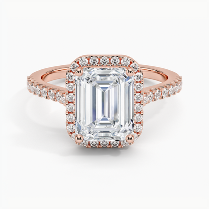 2.40 Karat Emerald Halo Tasarım Tektaş Laboratuvar Pırlanta Yüzük 18k  -Astrala - Bold Diamonds