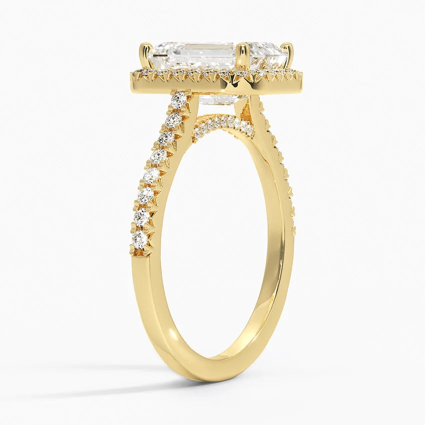 2.40 Karat Emerald Halo Tasarım Tektaş Laboratuvar Pırlanta Yüzük 18k  -Astrala - Bold Diamonds