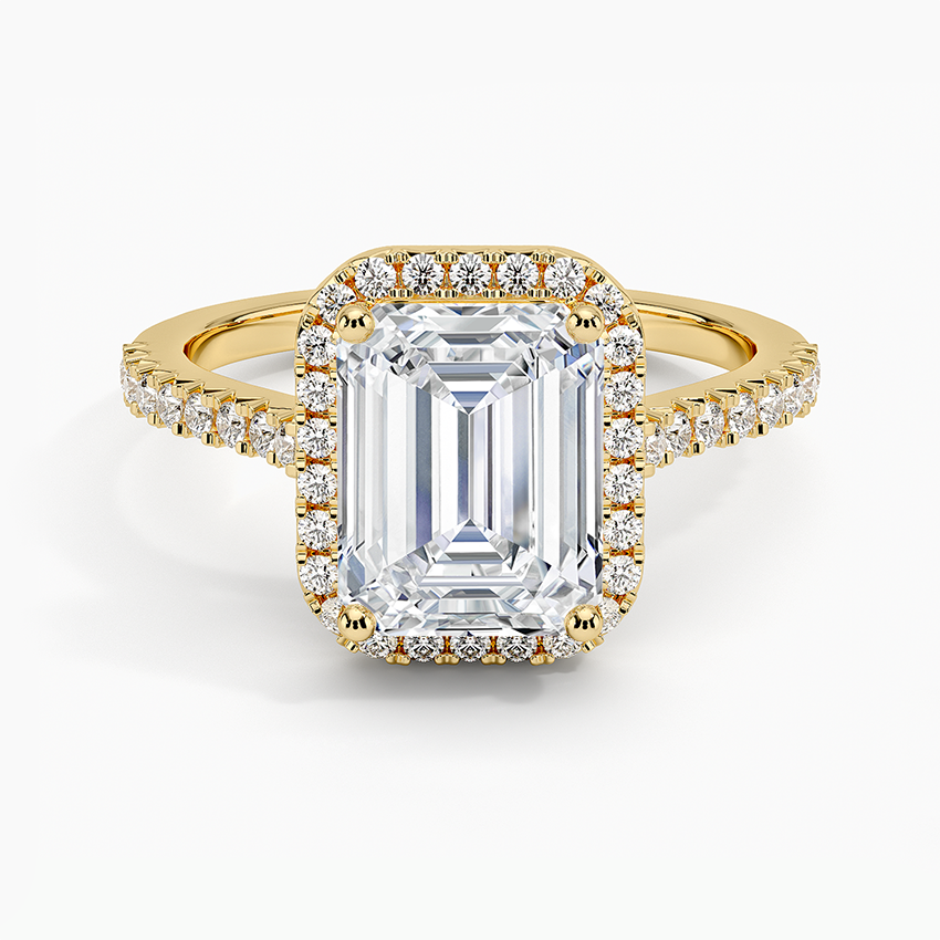 2.40 Karat Emerald Halo Tasarım Tektaş Laboratuvar Pırlanta Yüzük 18k  -Astrala - Bold Diamonds