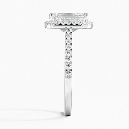 2.40 Karat Emerald Halo Tasarım Tektaş Laboratuvar Pırlanta Yüzük 18k  -Astrala - Bold Diamonds