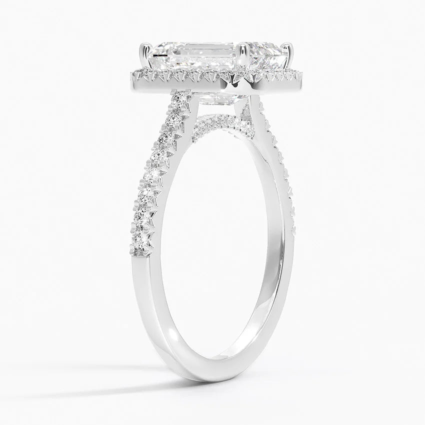 2.40 Karat Emerald Halo Tasarım Tektaş Laboratuvar Pırlanta Yüzük 18k  -Astrala - Bold Diamonds