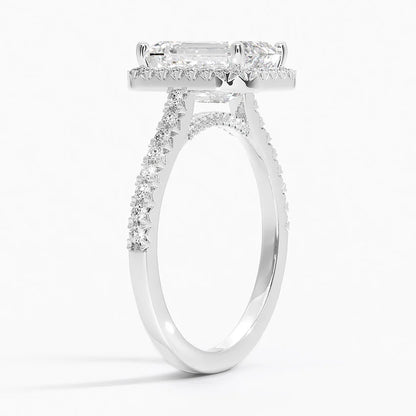 2.40 Karat Emerald Halo Tasarım Tektaş Laboratuvar Pırlanta Yüzük 18k  -Astrala - Bold Diamonds