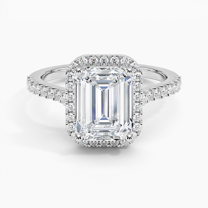 2.40 Karat Emerald Halo Tasarım Tektaş Laboratuvar Pırlanta Yüzük 18k  -Astrala - Bold Diamonds